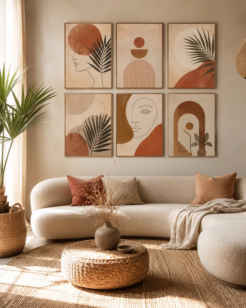 Boho salon poster seti — tasarım 4