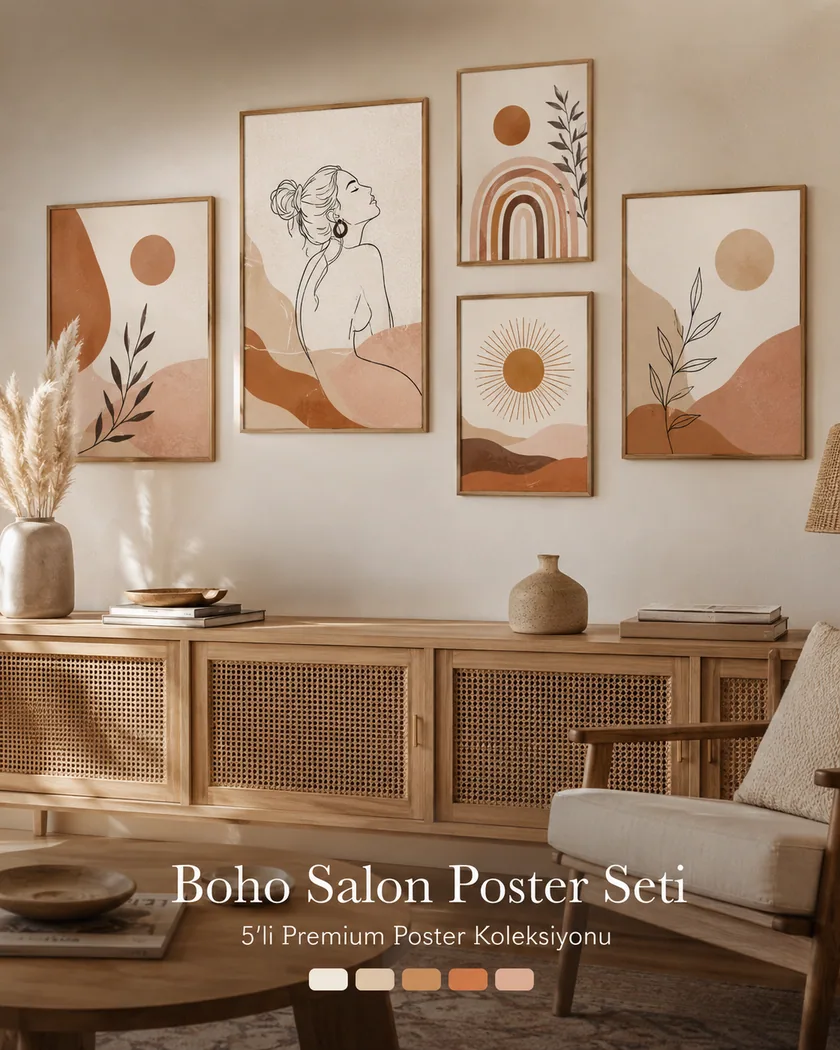 Boho salon poster seti — tasarım 6
