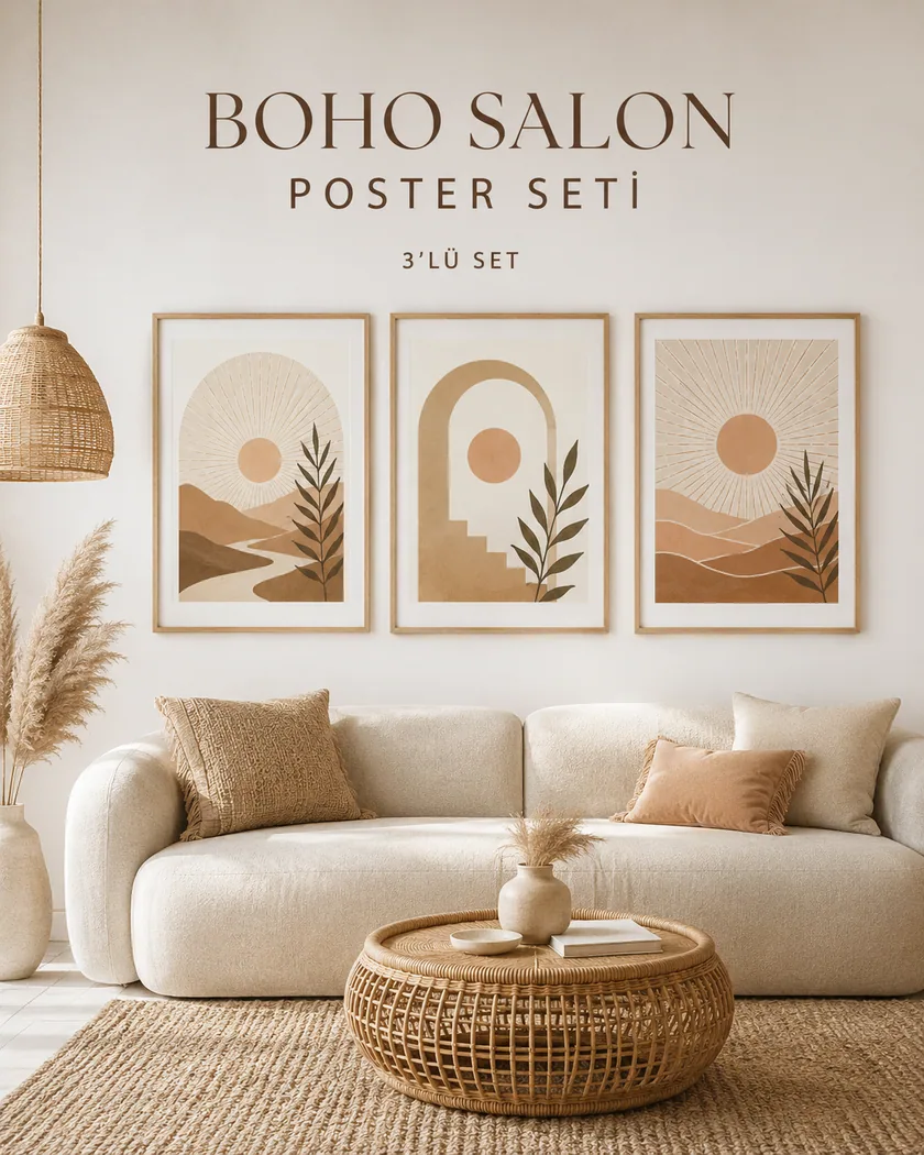 Boho salon poster seti — tasarım 8