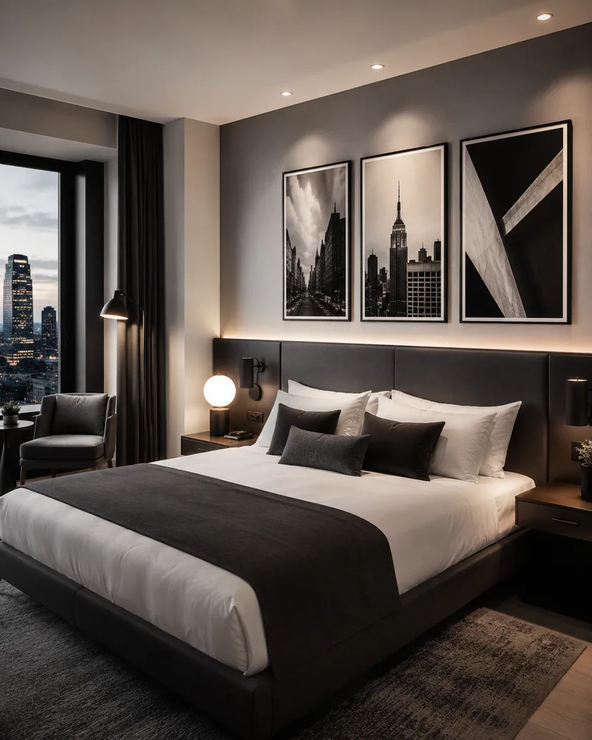 Butik otel oda poster seti — tasarım 10