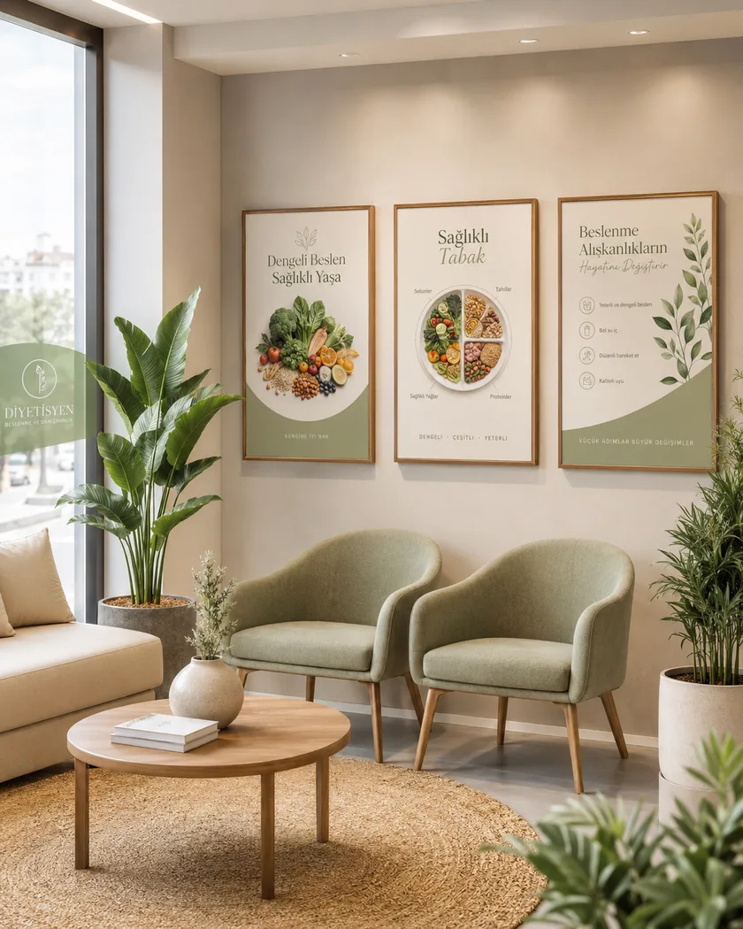 Diyetisyen kliniği poster seti — kapak görseli