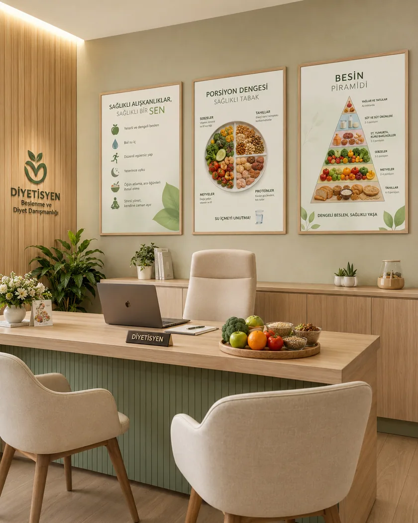 Diyetisyen kliniği poster seti — tasarım 2