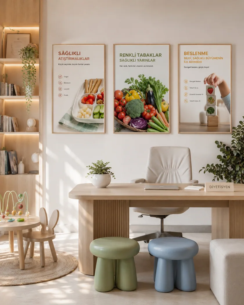Diyetisyen kliniği poster seti — tasarım 4