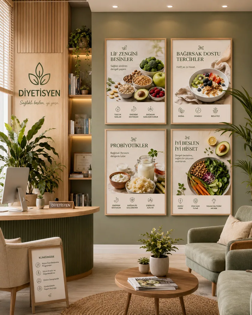 Diyetisyen kliniği poster seti — tasarım 6