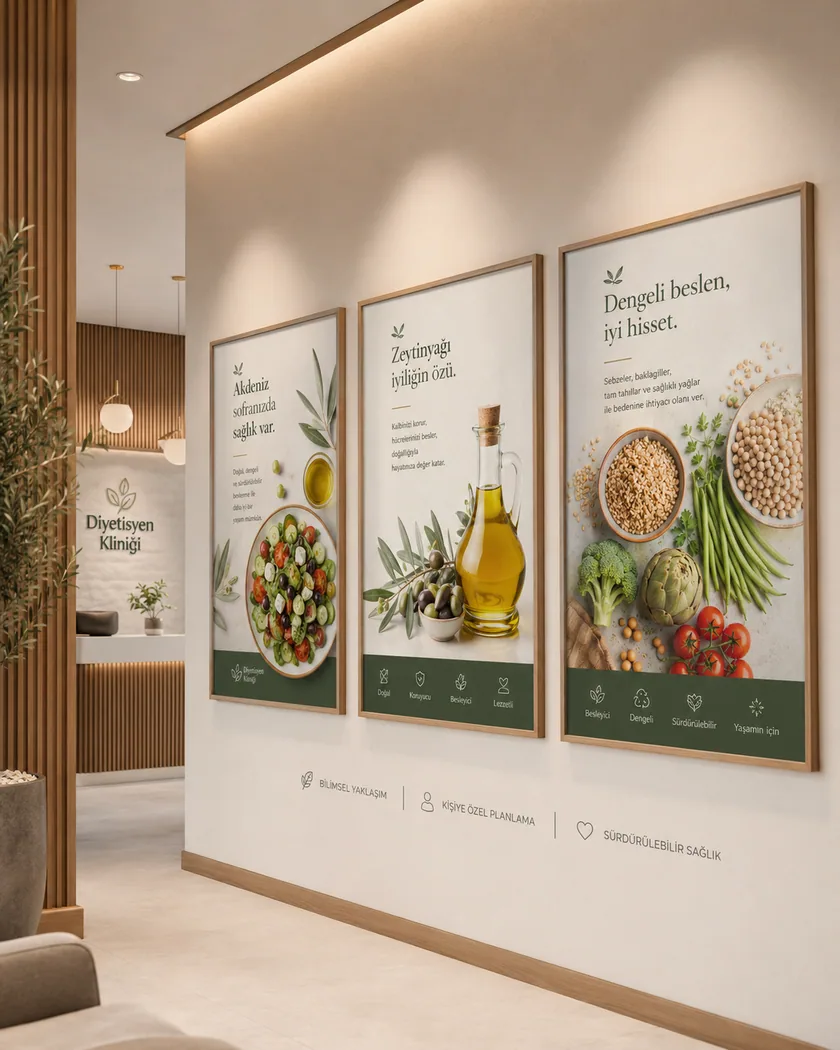 Diyetisyen kliniği poster seti — tasarım 7