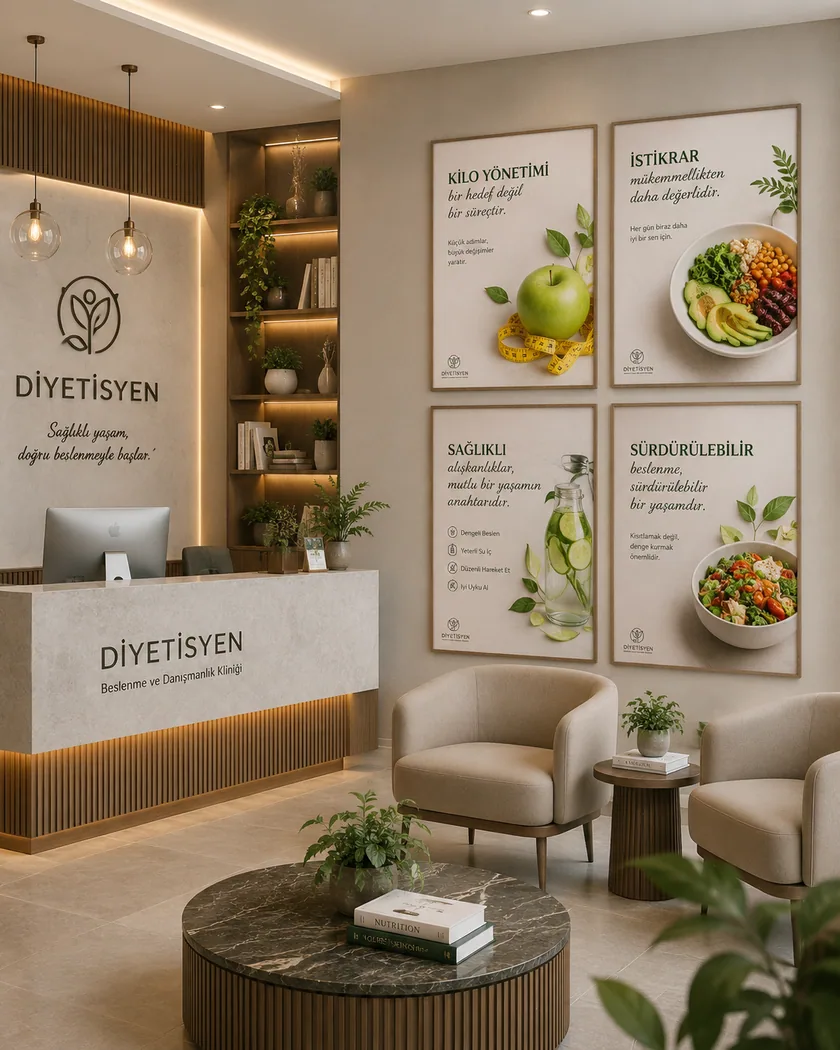 Diyetisyen kliniği poster seti — tasarım 8