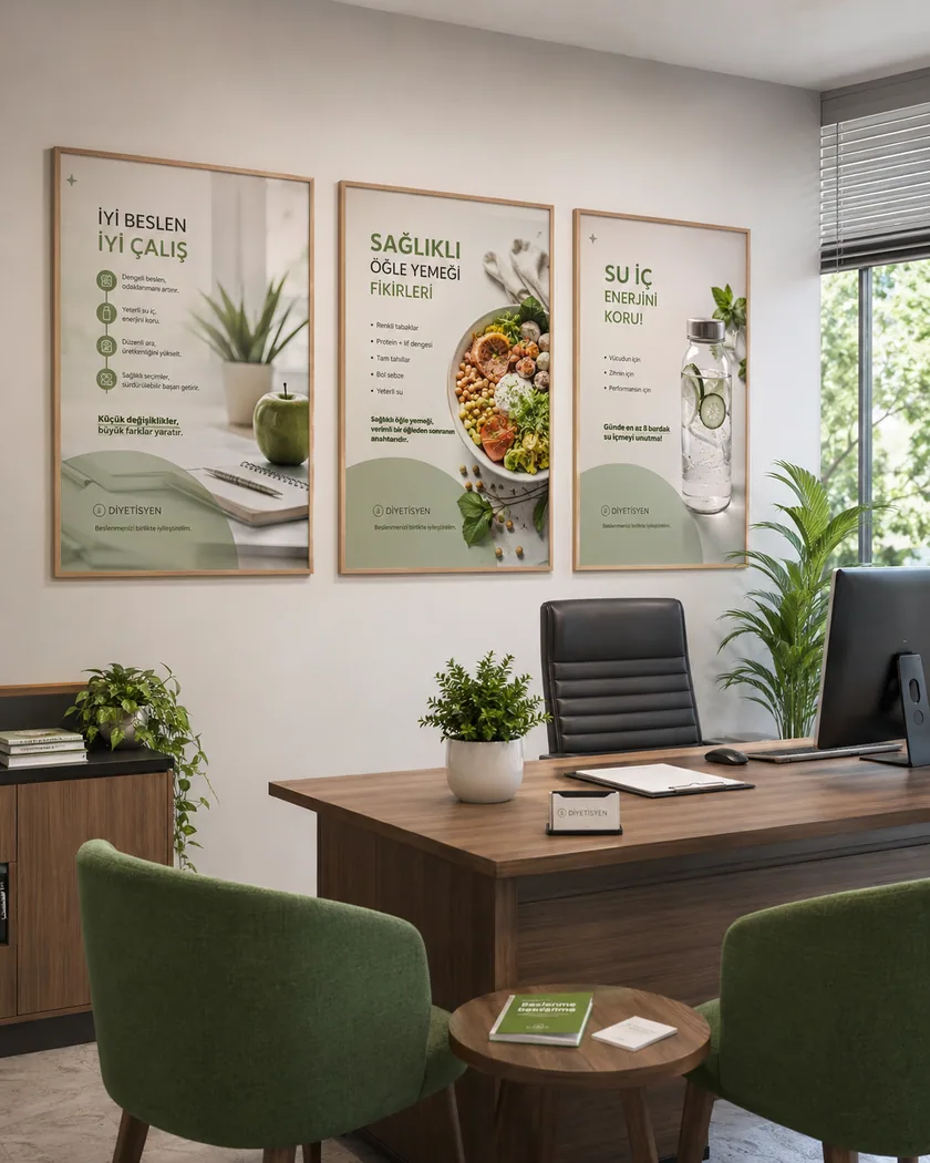 Diyetisyen kliniği poster seti — tasarım 9