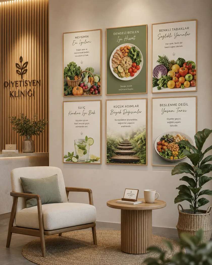 Diyetisyen kliniği poster seti — tasarım 10
