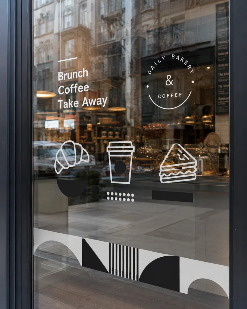 Kafe cam-vitrin sticker — tasarım 3