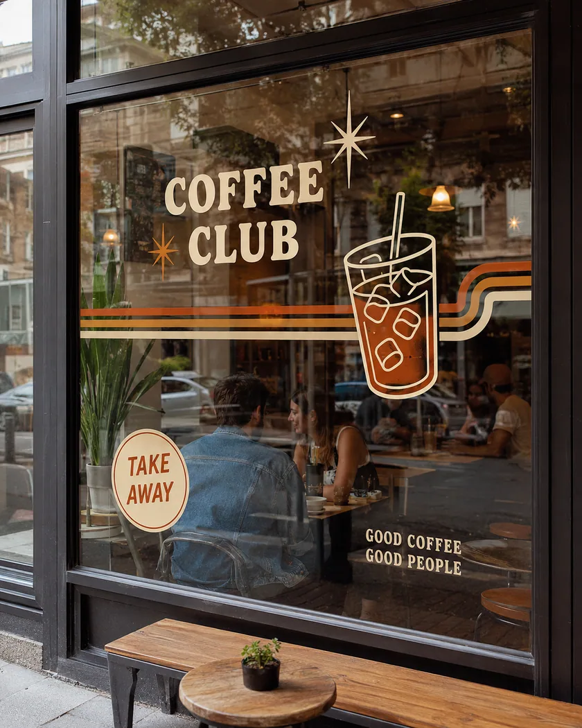 Kafe cam-vitrin sticker — tasarım 5