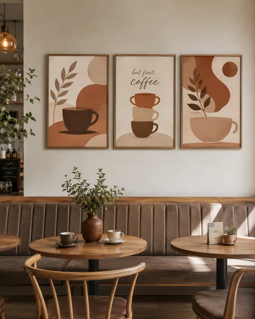 Kafe dekor poster seti — kapak görseli