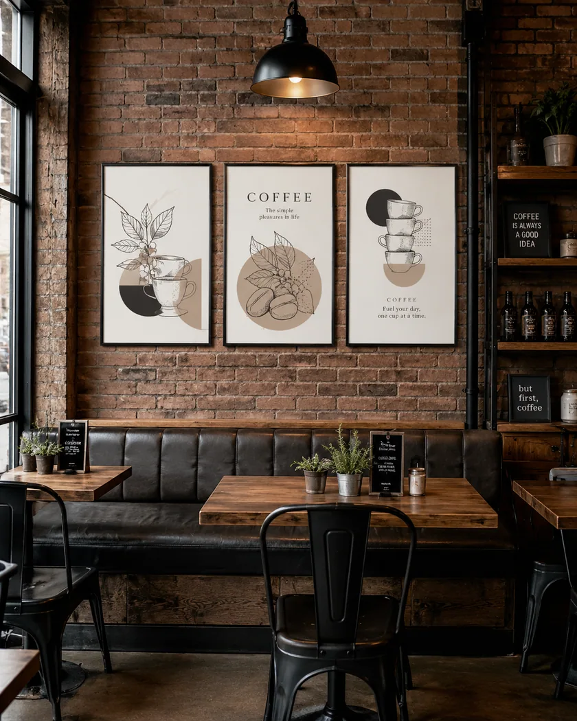 Kafe dekor poster seti — tasarım 2