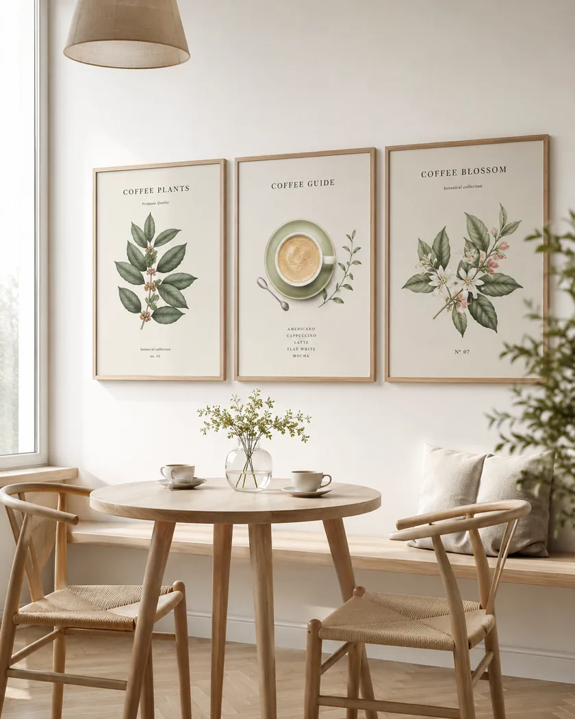 Kafe dekor poster seti — tasarım 3