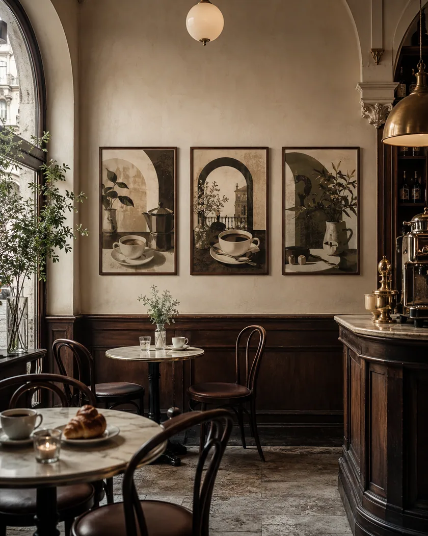 Kafe dekor poster seti — tasarım 4