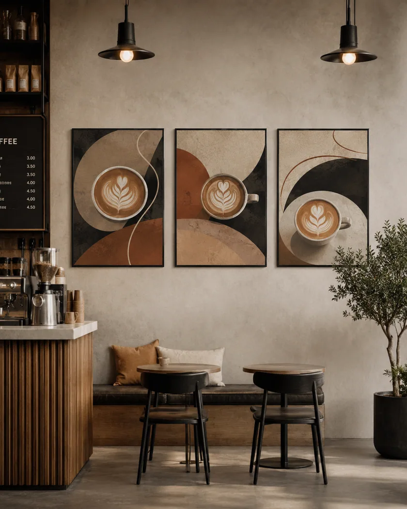 Kafe dekor poster seti — tasarım 5
