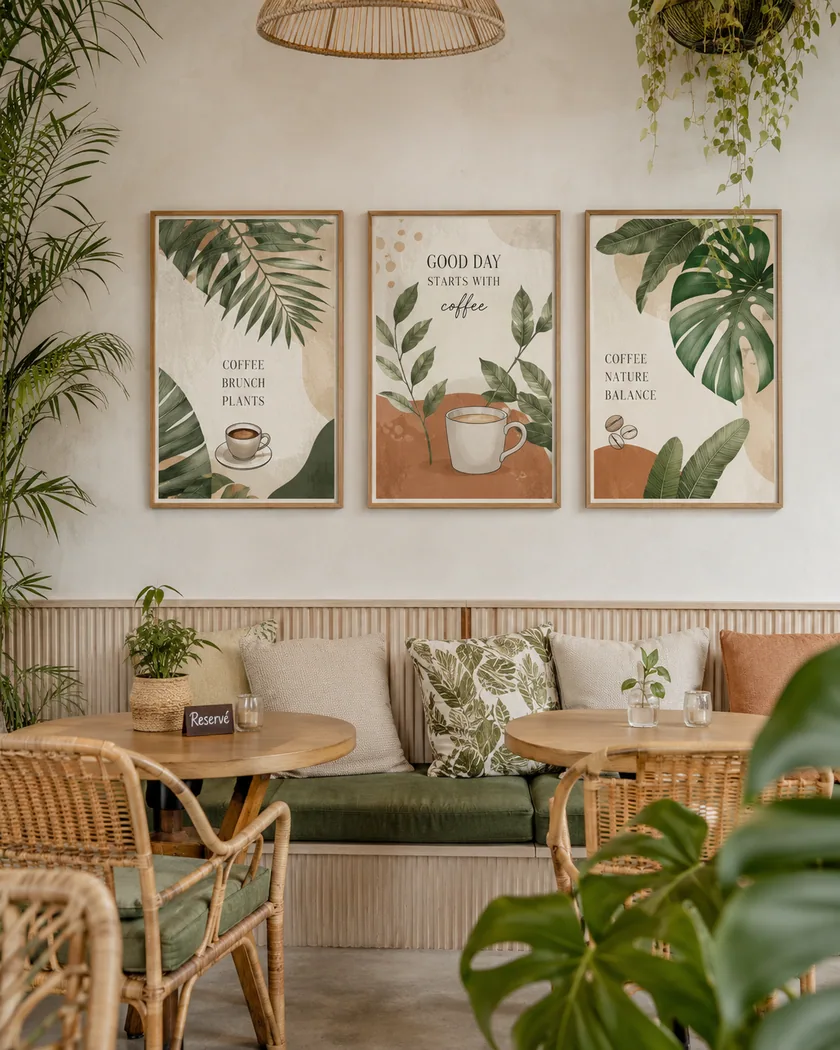 Kafe dekor poster seti — tasarım 6