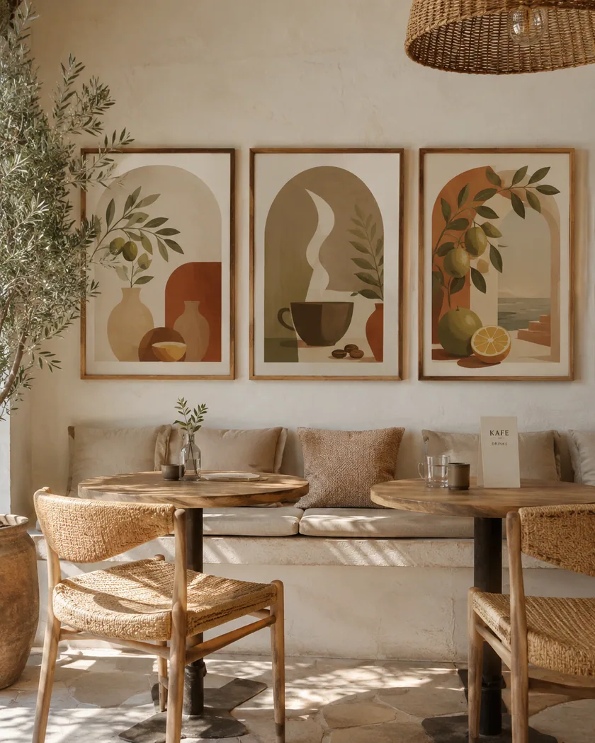 Kafe dekor poster seti — tasarım 7