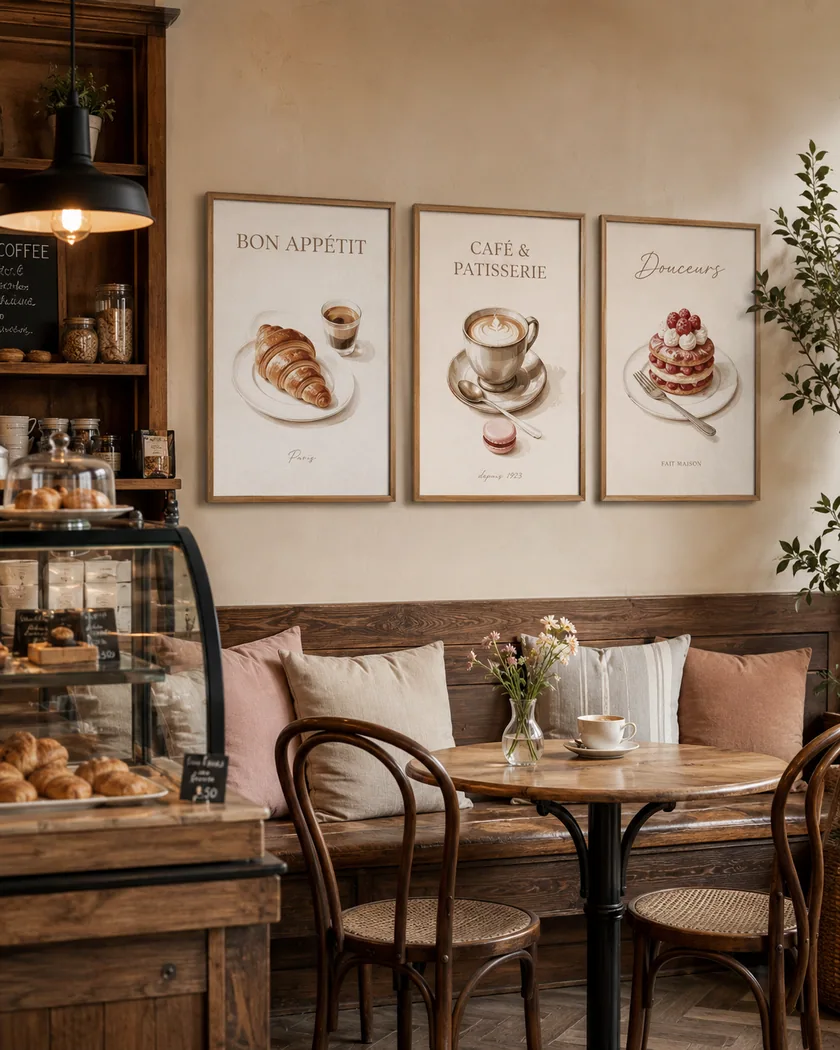 Kafe dekor poster seti — tasarım 9