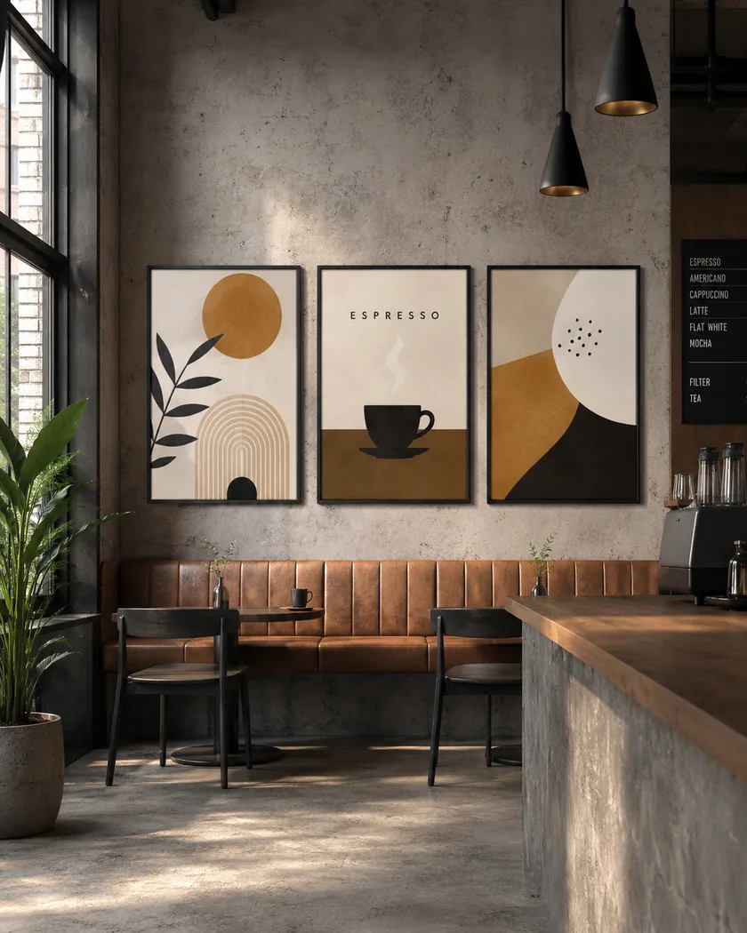 Kafe dekor poster seti — tasarım 10