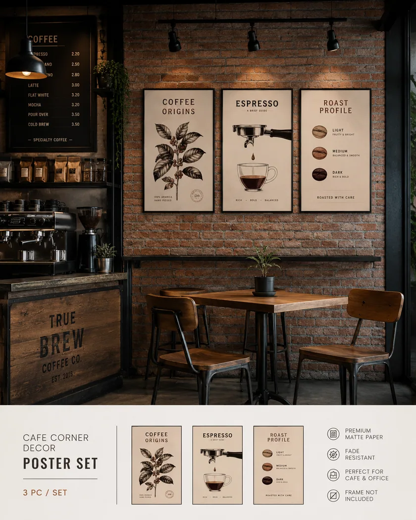 Kafe köşe dekor seti — tasarım 2