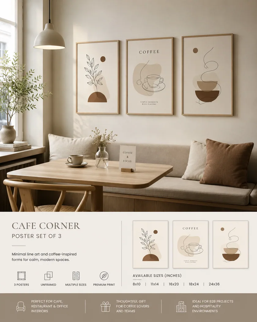 Kafe köşe dekor seti — tasarım 3
