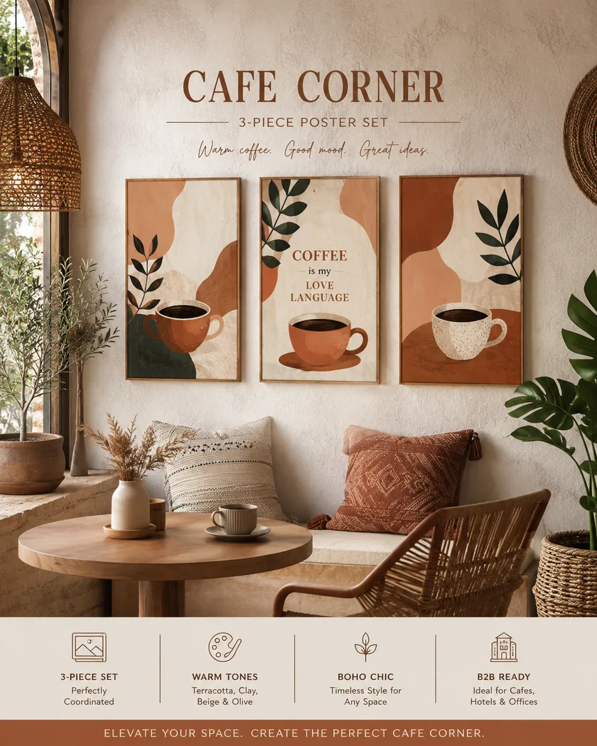 Kafe köşe dekor seti — tasarım 4