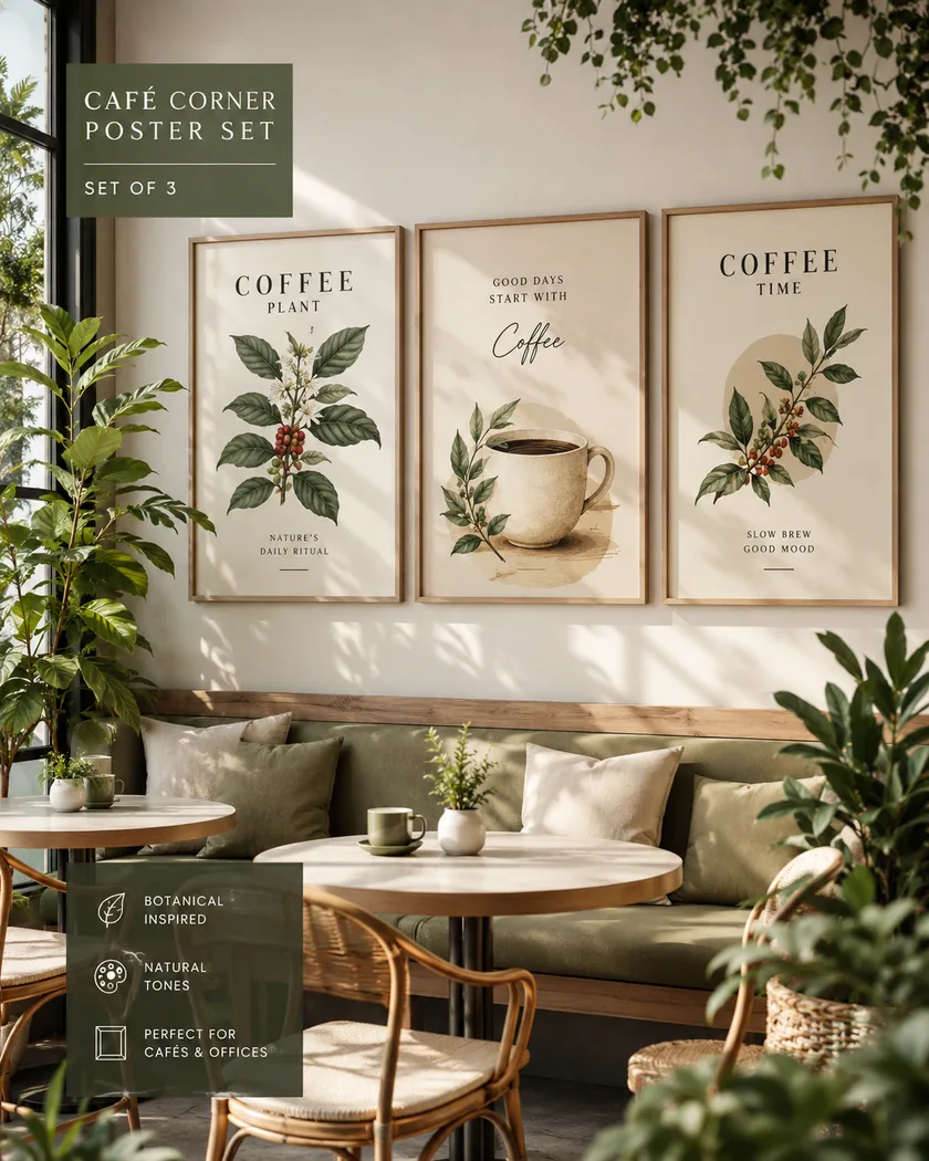 Kafe köşe dekor seti — tasarım 7