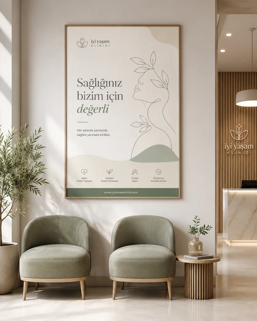 Klinik bekleme alanı poster seti — kapak görseli