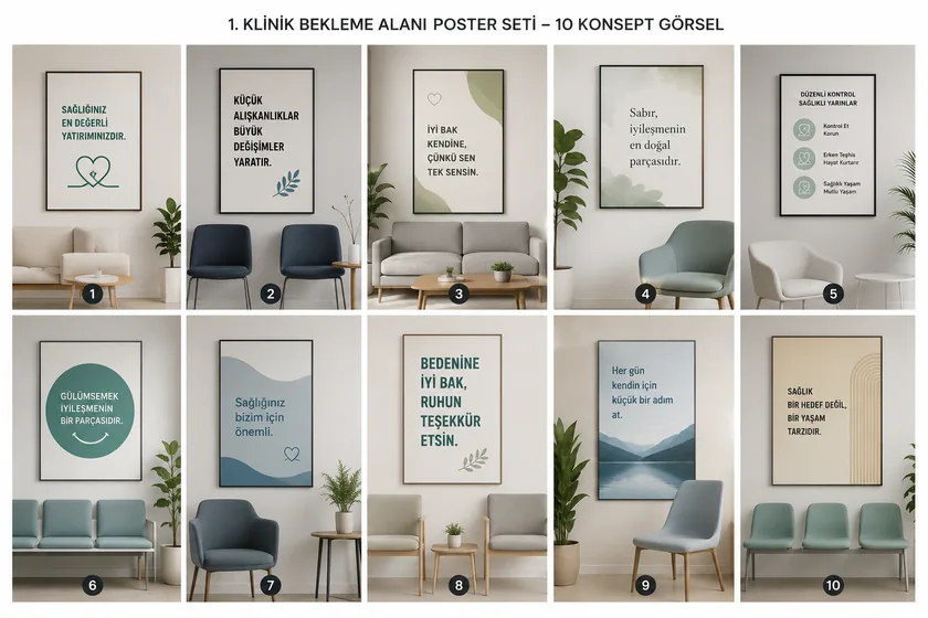 Klinik bekleme alanı poster seti — tasarım 2