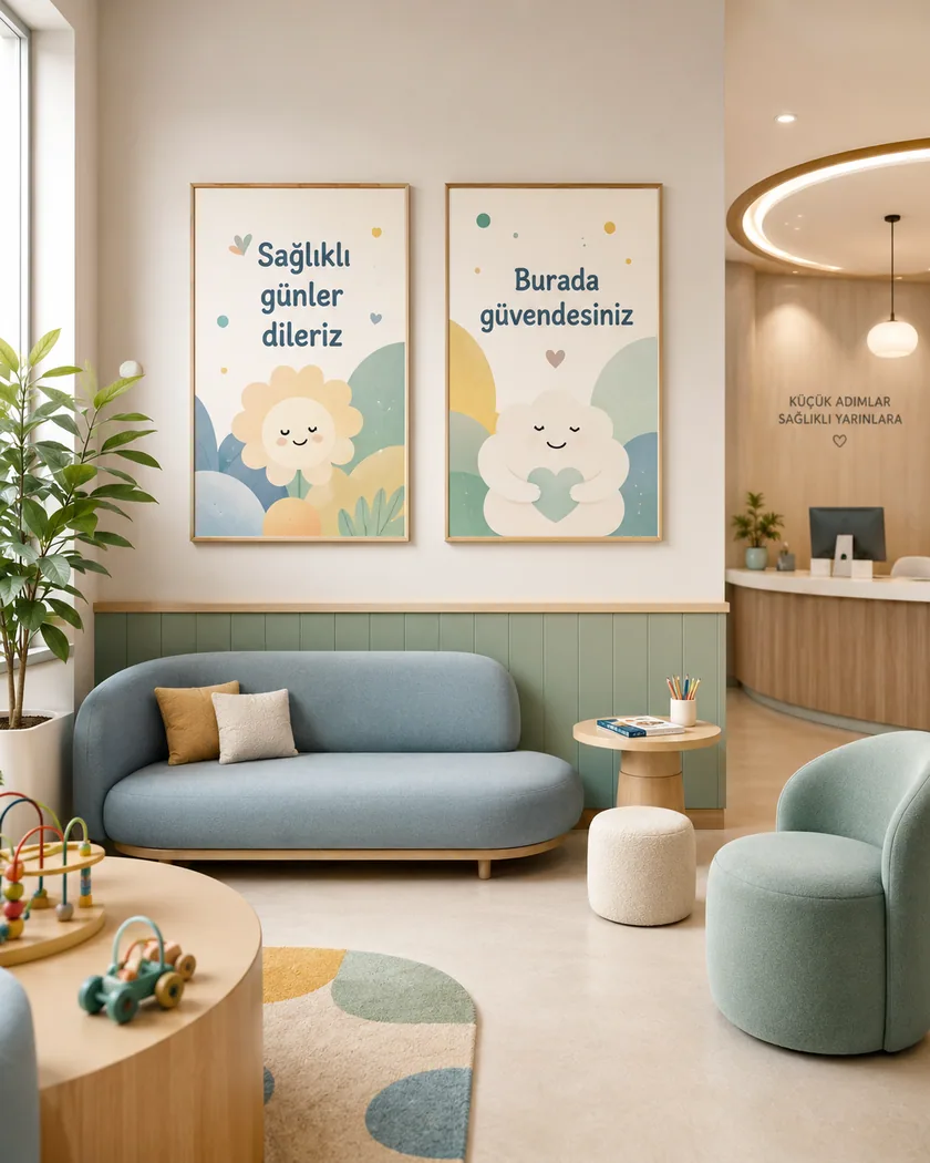 Klinik bekleme alanı poster seti — tasarım 6