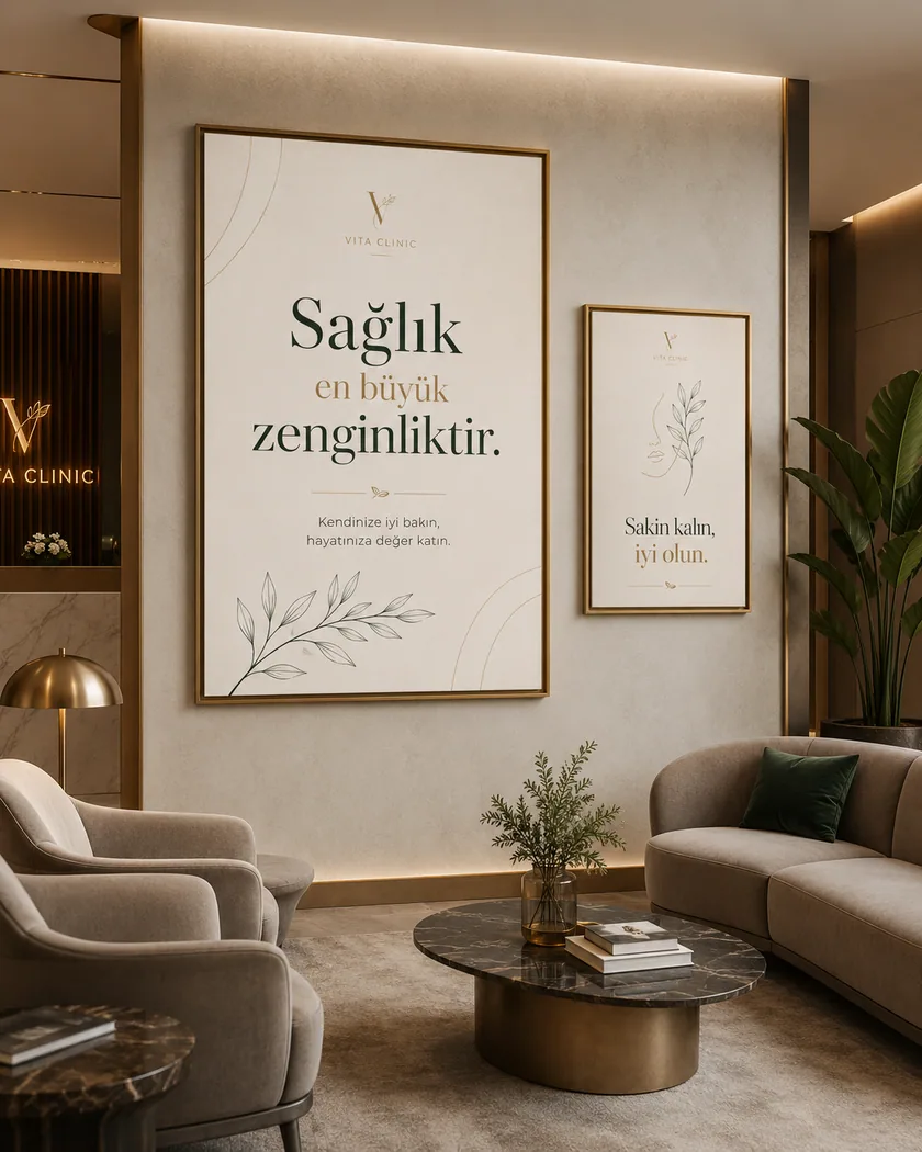 Klinik bekleme alanı poster seti — tasarım 7