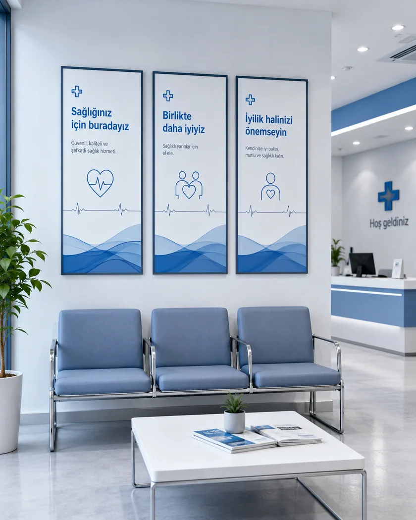 Klinik bekleme alanı poster seti — tasarım 8