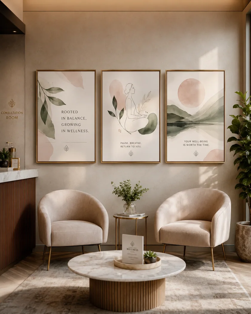 Klinik-wellness poster seti — tasarım 7