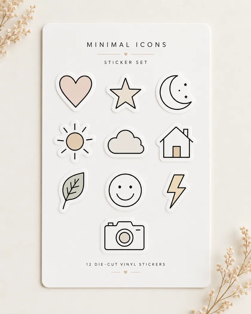 Minimal ikon sticker — kapak görseli
