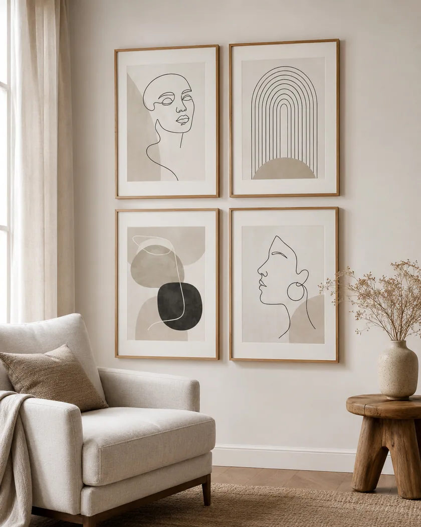 Minimal line art poster seti — tasarım 5