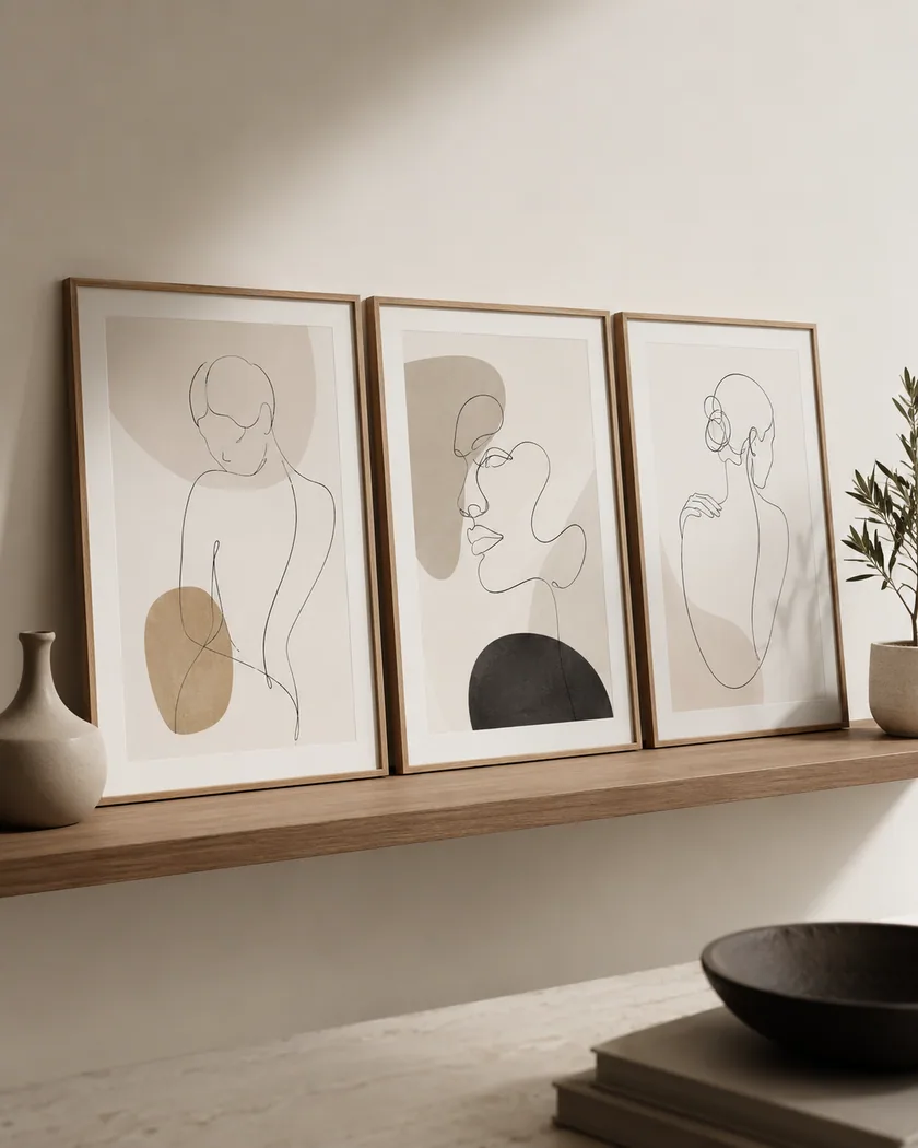 Minimal line art poster seti — tasarım 9