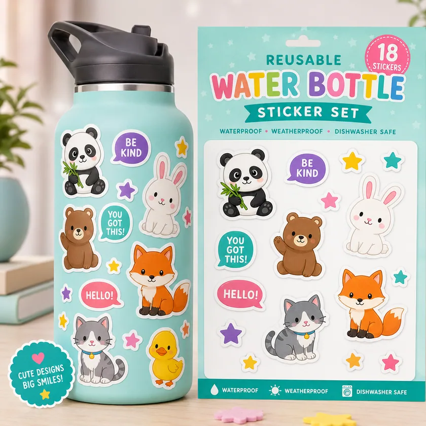 Su matarası sticker — tasarım 6