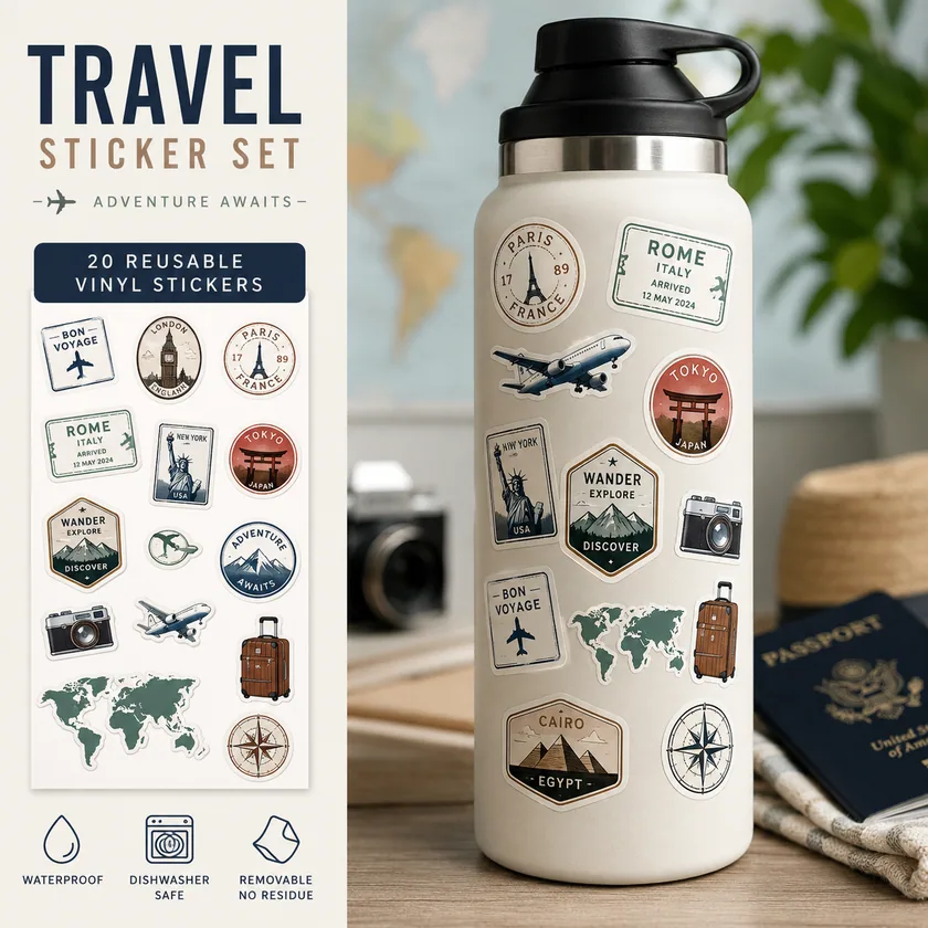 Su matarası sticker — tasarım 7