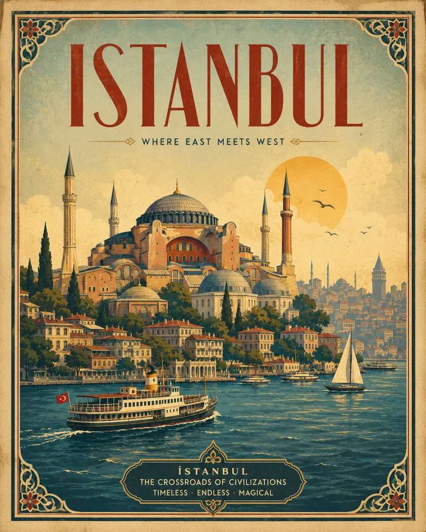 Vintage şehir posterleri — tasarım 2